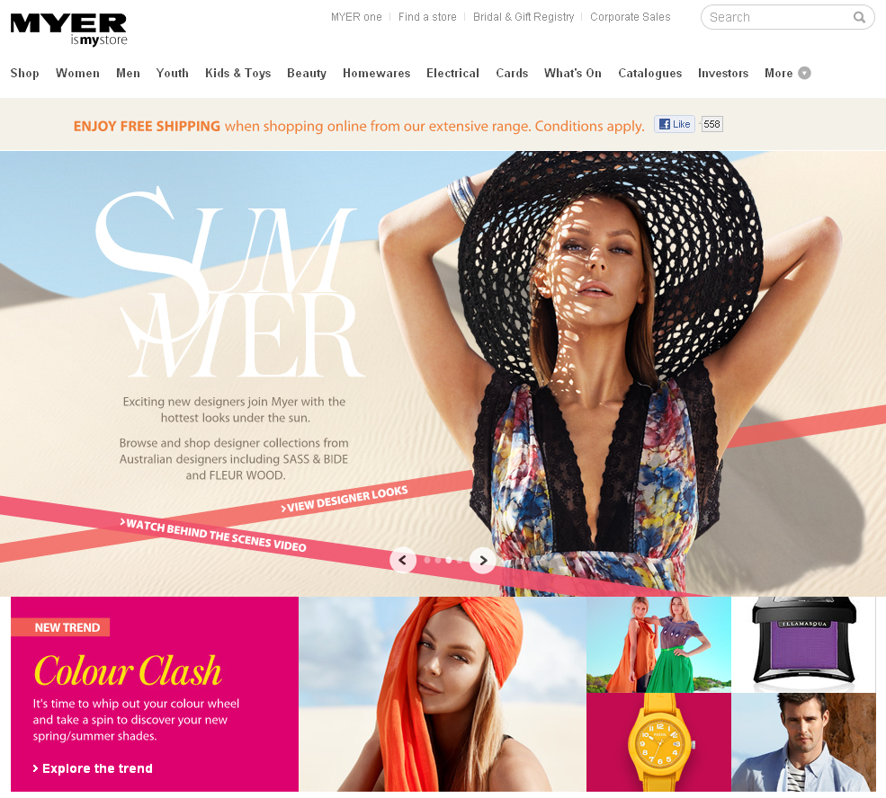 Myer offer free shipping